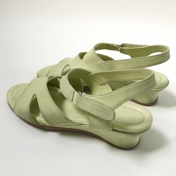 Sudini Lime Green Open Toe Wedge Sandals - Picture 3 of 10